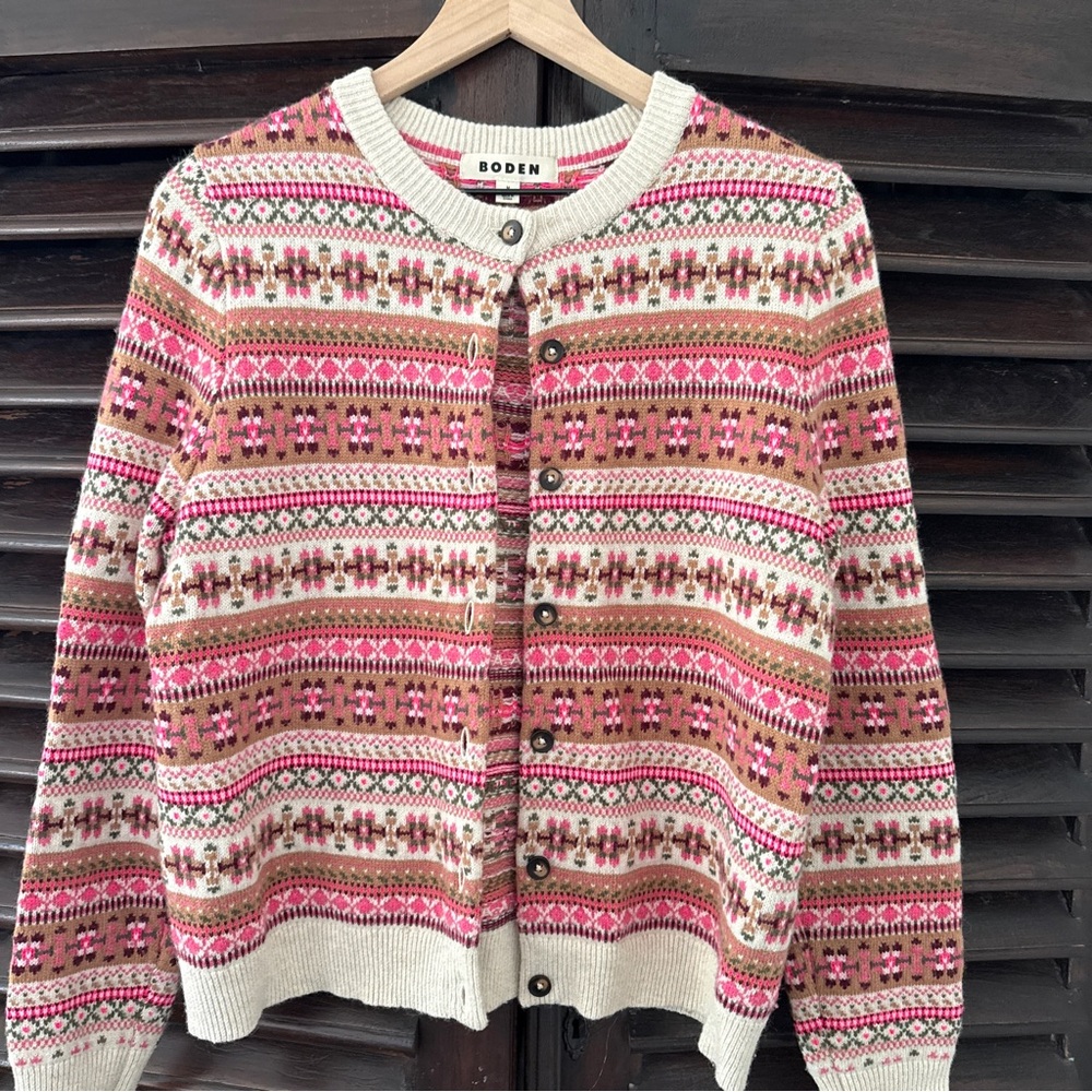 Boden Pink and Cream Patterned Women's Sweater - Picture 4 of 4